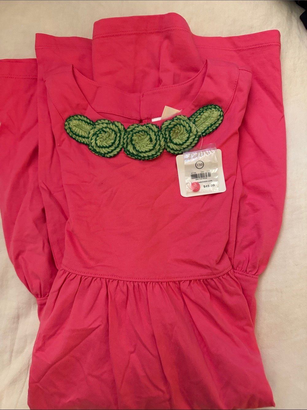 Hanna Andersson Hot Pink Dress with Green Trim
